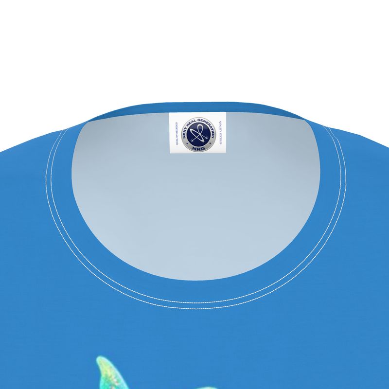 NRG Blue Butterfly Explosion 2: Womens T-Shirt with White Stitch