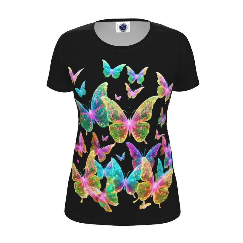 NRG Black Butterfly Explosion 2: Womens T-Shirt with Plain Stitch