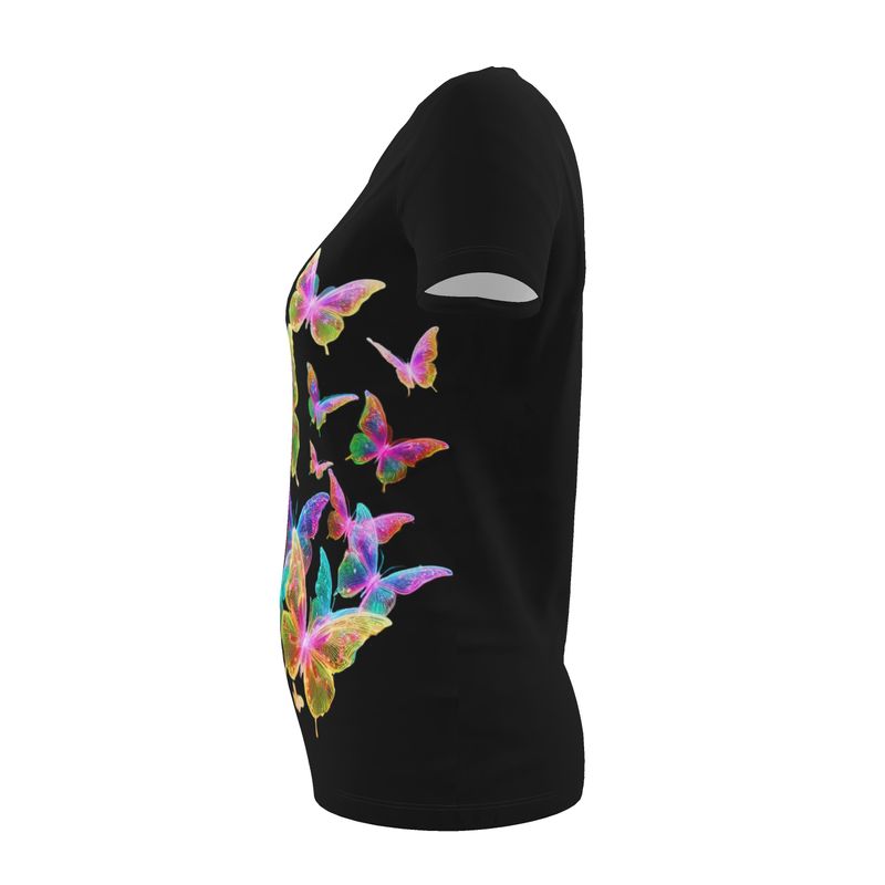 NRG Black Butterfly Explosion 2: Womens T-Shirt with Plain Stitch