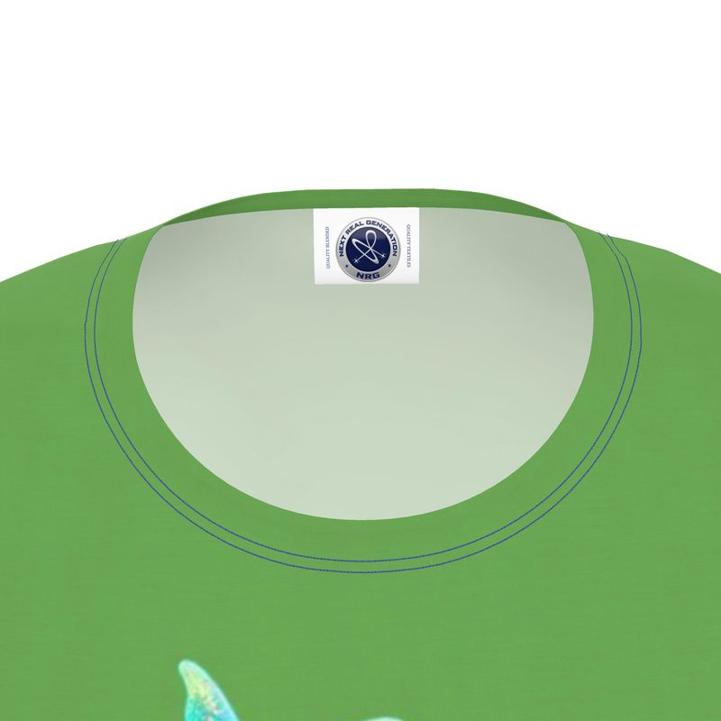 NRG Green Butterfly Explosion 2: Womens T-Shirt with Blue Stitch