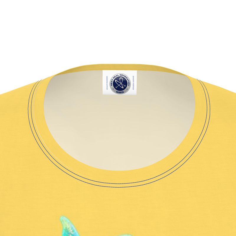 NRG Yellow Butterfly Explosion 2: Womens Long Sleeve with Blue Stitch