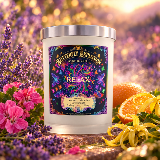 Butterfly Explosion - Relax - Set Candle in Glass