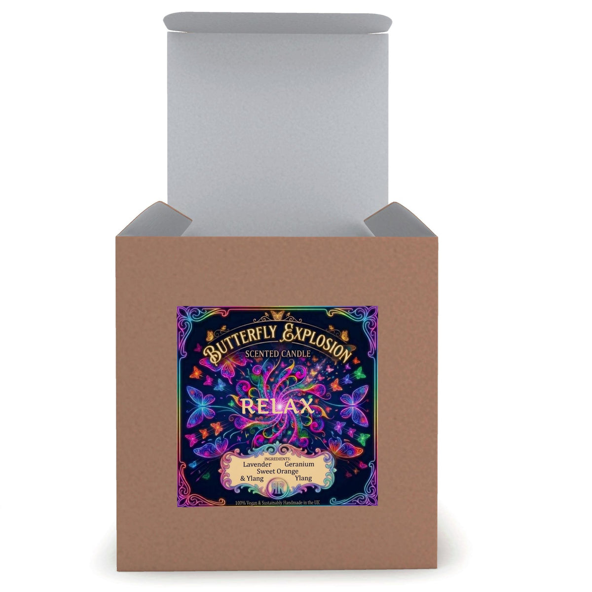 Butterfly Explosion - Relax - Set Candle in Glass