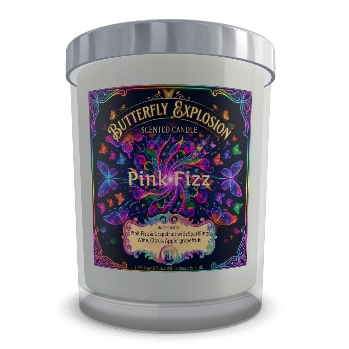 Butterfly Explosion - Pink Fizz - Set Candle in Glass