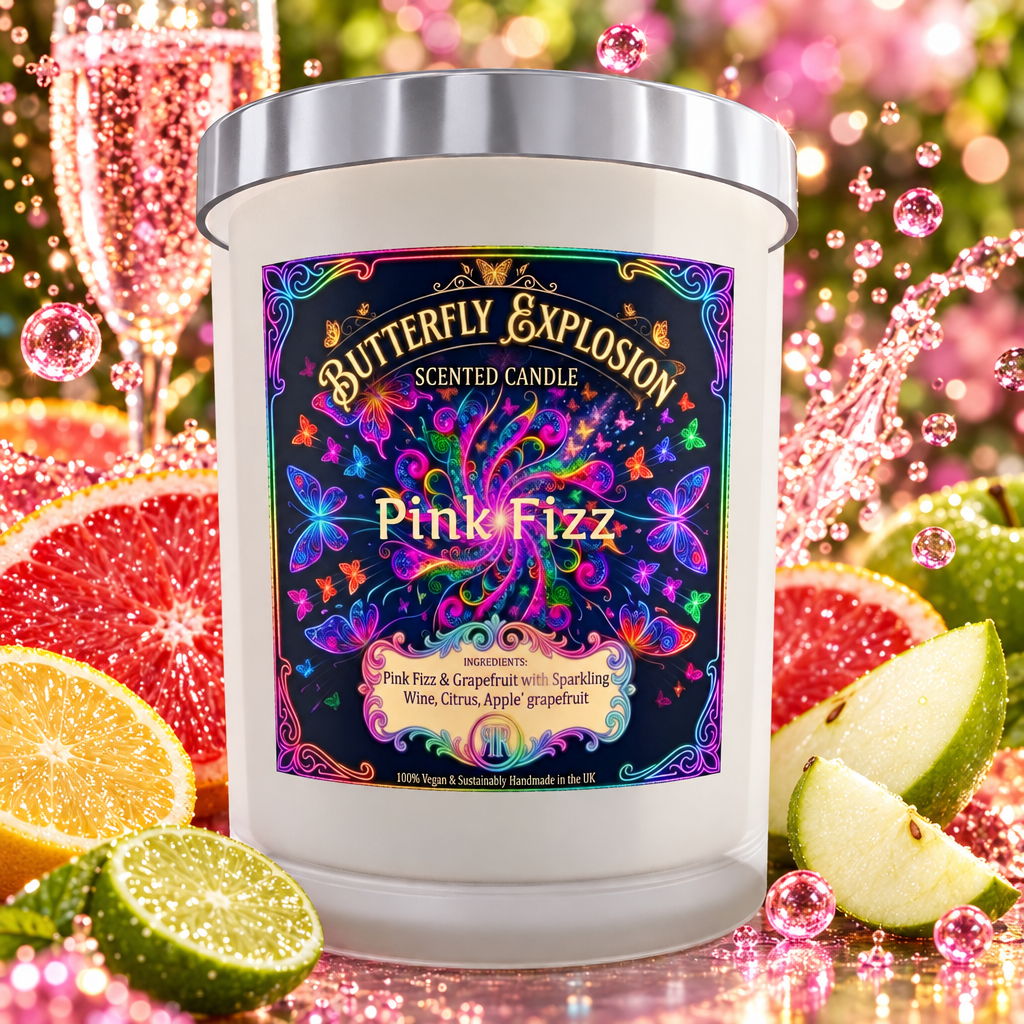 Butterfly Explosion - Pink Fizz - Set Candle in Glass