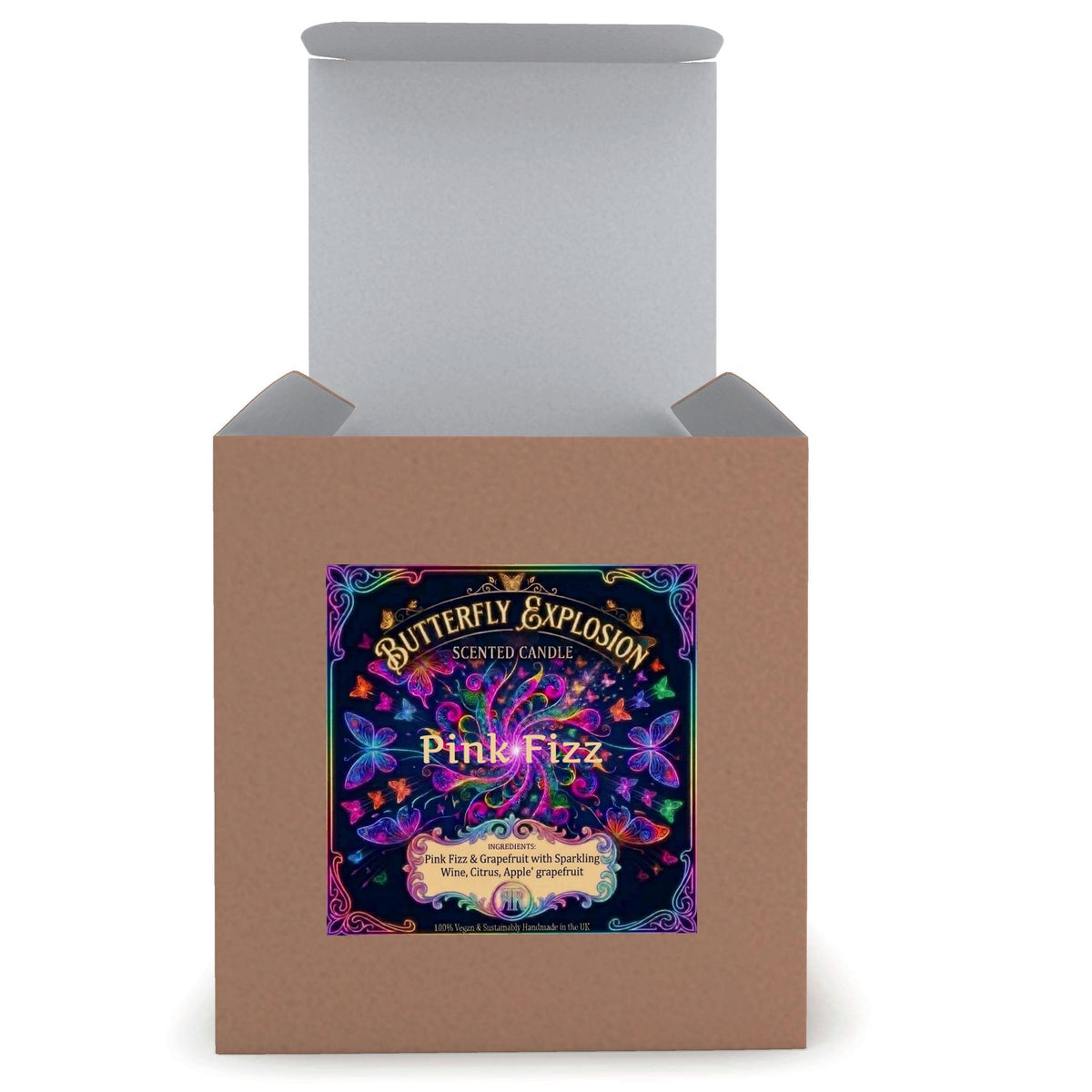 Butterfly Explosion - Pink Fizz - Set Candle in Glass