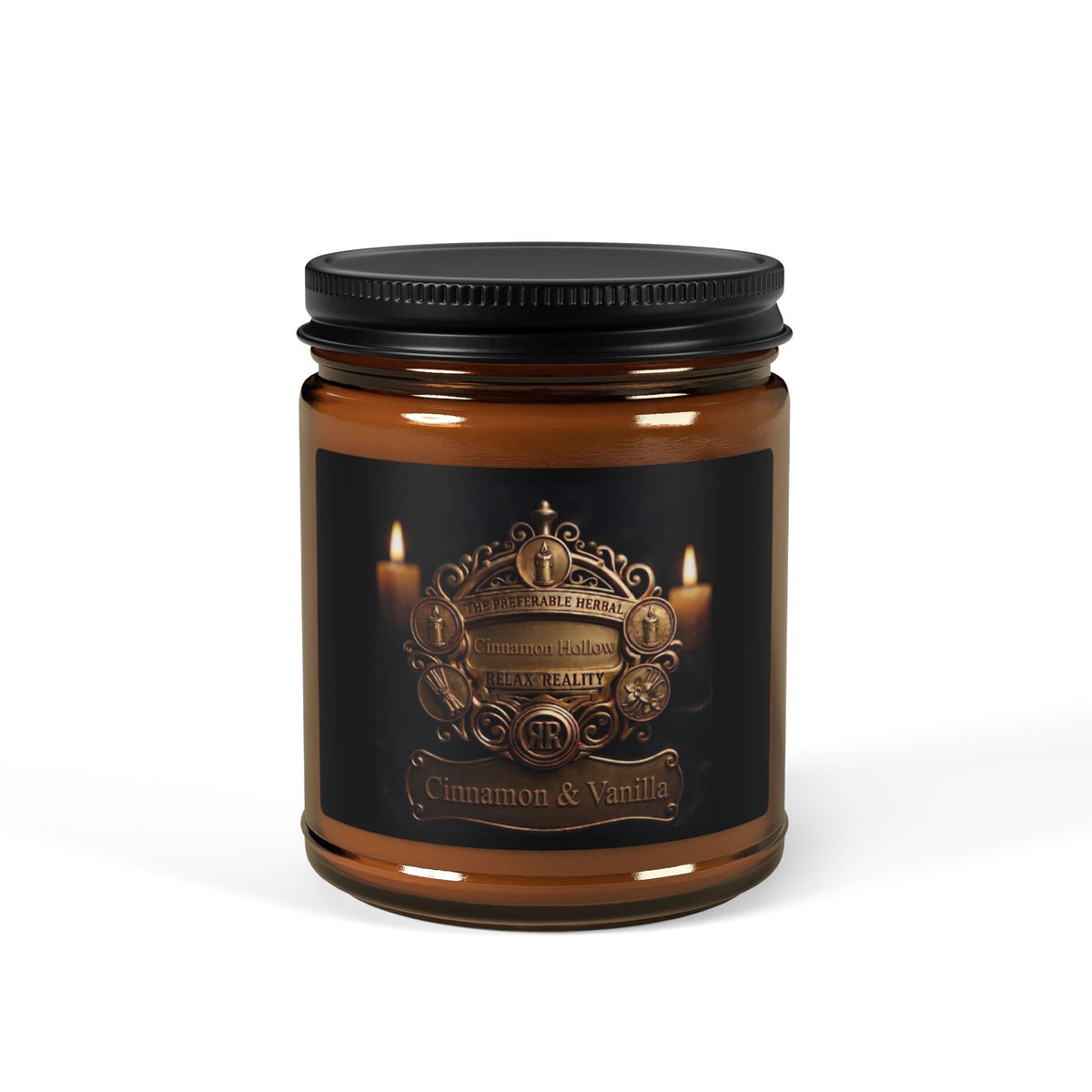 Relax Reality Candle 'Cinnamon & Vanilla' — Amber Glass Jar